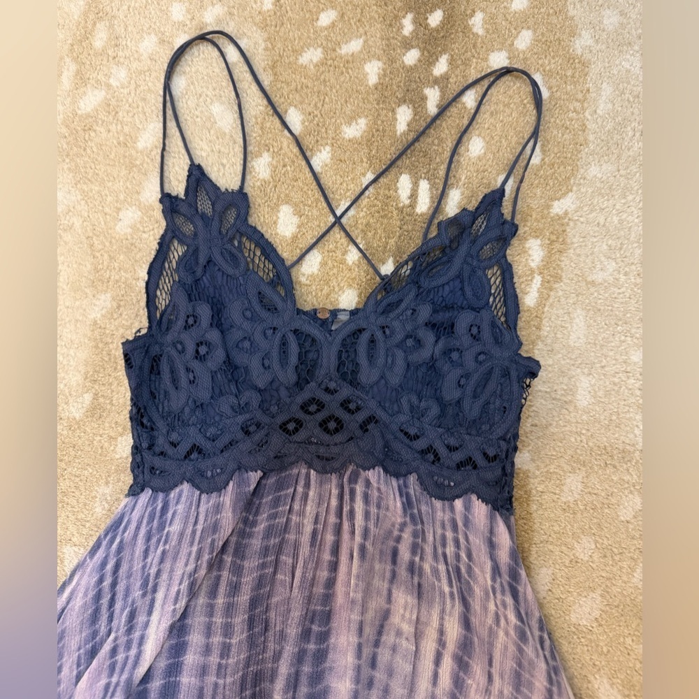 Free people one purple lace tie dye halter dress women’s size XS - Picture 5 of 9